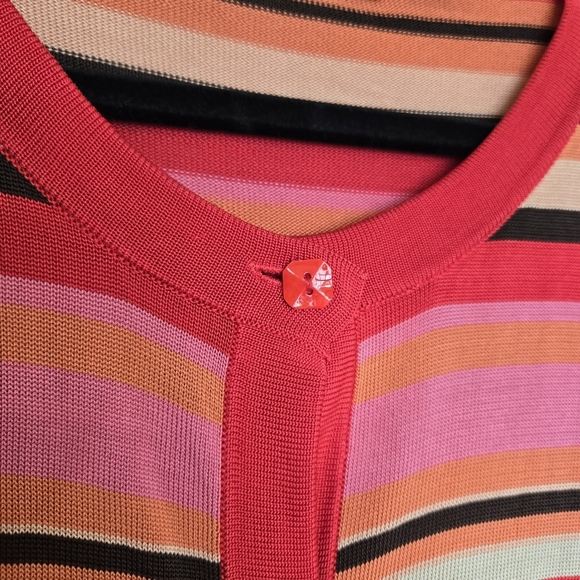 Dana Buchman Silk Striped Sweater Cardigan Women's 1X Vtg Kidcore Dopaminecore - Picture 4 of 10